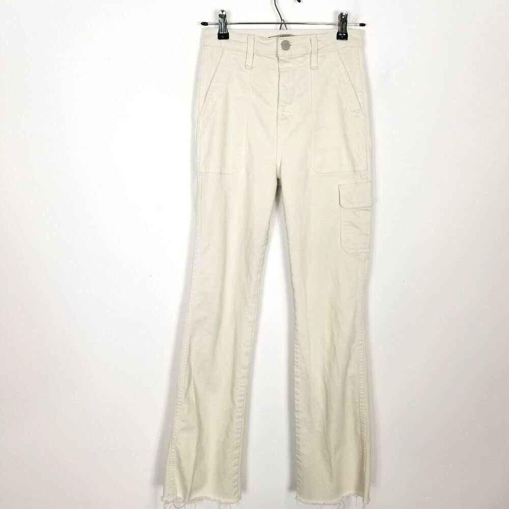 Hudson Women Faye Cargo Bootcut‎ Jeans Sz 26 High Rise City Stretchy Ivory